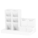 13-Compartment Pencil Holder - Desk Organizer - Pencil Holder - Office Accessories -White