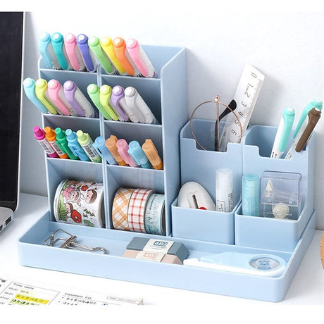13-Compartment Pencil Holder - Desk Organizer - Pencil Holder - Office Accessories -White