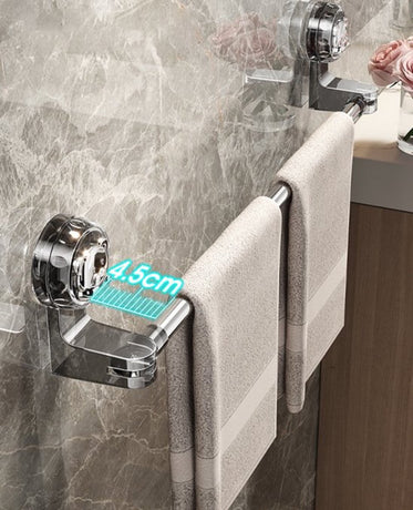 Extendable towel rail 30-60 cm - Bathroom towel rack - Suction cup towel rack without end caps - For bathroom, kitchen - Rotating - Corner towel rack - Wall mounted