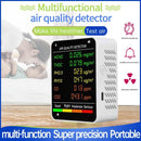 Air Quality Monitor - 6 Functions - Detects PM2.5, PM10, HCHO, TVOC, CO, CO2 - Suitable for monitoring indoor air, testing office spaces, inspecting car air, and monitoring the outdoor environment - Wit
