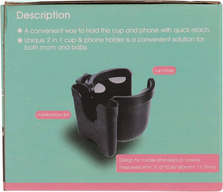 Stroller cup holder, universal stroller/pram cup holder, baby stroller organizer, drink and coffee cup holder with phone storage box, suitable for baby and bicycle