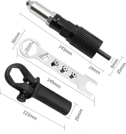 Pop rivet pliers - Cordless drill - Blind rivet pliers - for cordless drill - Pop rivet pliers set - Rivet pliers - Rivet fixing for drill