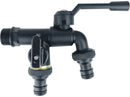 Brass double drain fitting for outdoor use - 3/4 inch - black - frost resistant - rust resistant - irrigation system - garden - ball valve - 2 outlets