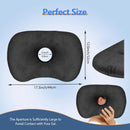 Curved side pillow - Ear holes - Adjustable cotton/polyester - Machine washable - Suitable for pierced ears - Black