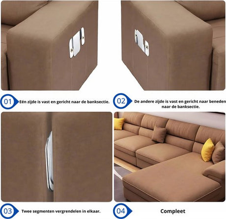 4-Piece Sectional Sofa Connectors, Furniture Connectors, Premium Metal Sofa Connector with Screws, Suitable for Two-Seater Sofas (Silver) - Cabinet Brackets