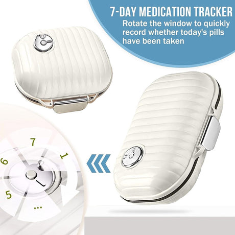 7-Day Pill Organizer, 2-Piece Set - 7-Compartment Pill Organizer - Airtight Medicine Box - Groot+ Klein - Waterproof - Portable - 4 x 7.8 x 11.2 cm / 8 x 7.8 x 4 cm