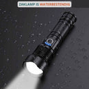 Waterproof and powerful LED flashlight - 10,000 lumens - 5 lighting modes - Rechargeable and zoomable - Long beam - Survival and outdoor use - Batteries included - USB-C rechargeable - Emergency kit - Camping