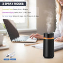 Car essential oil diffuser with automatic on/off function, portable humidifier with memory function, battery operated, with 8-color ambient light for car, home, office and travel (black)