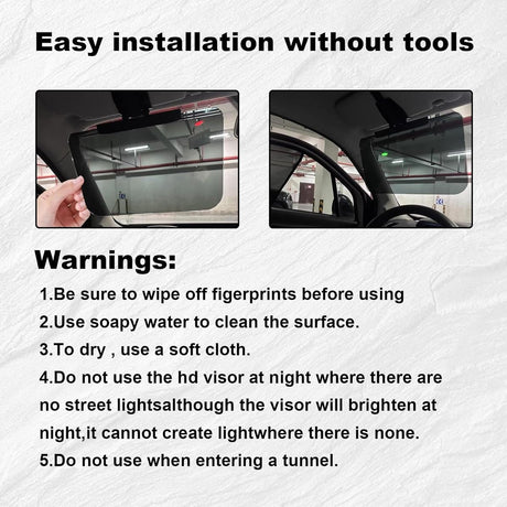 Car Sunshade - Universal - Polarized Anti-Glare - Sun Visor Extension - Powerful Light Blocking - Anti-Glare Protection - Diffused Light - Safe Driving - UV Protection - 32 x 14.5 cm - Black