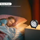 Wekker, analog, silent, no ticking, metal, black, large digits, silent night clock, quartz movement, sweep frequency, battery operated, portable alarm clock for bedroom, living room
