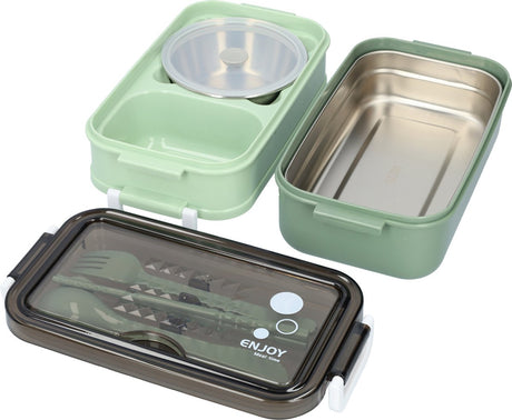 Green Lunch Box with Soup Bowl - Bento Box - Adult Lunch Box - Meal Boxes - Children's Lunch Box - Lunch Box with Compartments - Airtight and Leakproof - BPA-Free