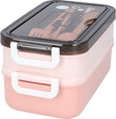 Pink Lunch Box with Soup Bowl - Bento Box - Adult Lunch Box - Meal Boxes - Children's Lunch Box - Lunch Box with Compartments - Airtight and Leakproof - BPA-Free