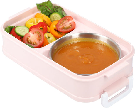 Pink Lunch Box with Soup Bowl - Bento Box - Adult Lunch Box - Meal Boxes - Children's Lunch Box - Lunch Box with Compartments - Airtight and Leakproof - BPA-Free