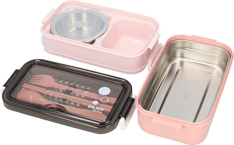 Pink Lunch Box with Soup Bowl - Bento Box - Adult Lunch Box - Meal Boxes - Children's Lunch Box - Lunch Box with Compartments - Airtight and Leakproof - BPA-Free