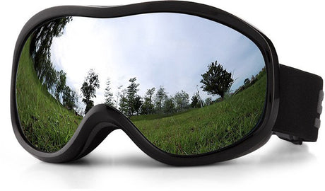 Ski goggles to wear over glasses, with double-layered lenses, anti-fog treatment and UV protection. Suitable for men, women and teenagers who ski and snowmobile.