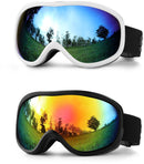 Ski goggles to wear over glasses, with double-layered lenses, anti-fog treatment and UV protection. Suitable for men, women and teenagers who ski and snowmobile.
