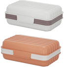Set of 2 soap dishes with lids, portable soap holder, baby bathroom accessories, travel toiletries, for holidays and trips, 12 x 7.6 x 5 cm, white, orange, PP