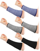 3 pairs of arm protectors for thin skin and bruises, cut-resistant forearm sleeves, level 5 burn protection (7.9 inches) - Black + Gray + Blue