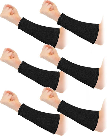 3 pairs of arm protectors for thin skin and bruises, cut-resistant forearm sleeves, level 5 burn protection (7.9 inches) - Black