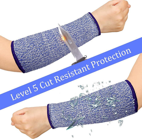 3 pairs of arm protectors for thin skin and bruises, cut-resistant forearm sleeves, level 5 burn protection (7.9 inches) - Black