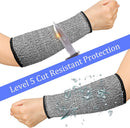 3 pairs of arm protectors for thin skin and bruises, cut-resistant forearm sleeves, level 5 burn protection (7.9 inches) - Gray