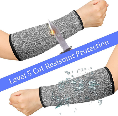 3 pairs of arm protectors for thin skin and bruises, cut-resistant forearm sleeves, level 5 burn protection (7.9 inches) - Gray