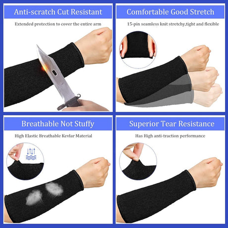 3 pairs of arm protectors for thin skin and bruises, cut-resistant forearm sleeves, level 5 burn protection (7.9 inches) - Gray