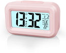 Wekker Digital Alarm Clock - Children's Clock - Wekker - Wekker Children's Alarm Clock - Travel Alarm Clock - LED Display Clock - Adjustable 12/24 Hour Snooze Function, Temperature, Date, Time - Portable Alarm Clock - Pink