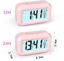 Wekker Digital Alarm Clock - Children's Clock - Wekker - Wekker Children's Alarm Clock - Travel Alarm Clock - LED Display Clock - Adjustable 12/24 Hour Snooze Function, Temperature, Date, Time - Portable Alarm Clock - Pink
