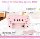 Wekker Digital Alarm Clock - Children's Clock - Wekker - Wekker Children's Alarm Clock - Travel Alarm Clock - LED Display Clock - Adjustable 12/24 Hour Snooze Function, Temperature, Date, Time - Portable Alarm Clock - Pink