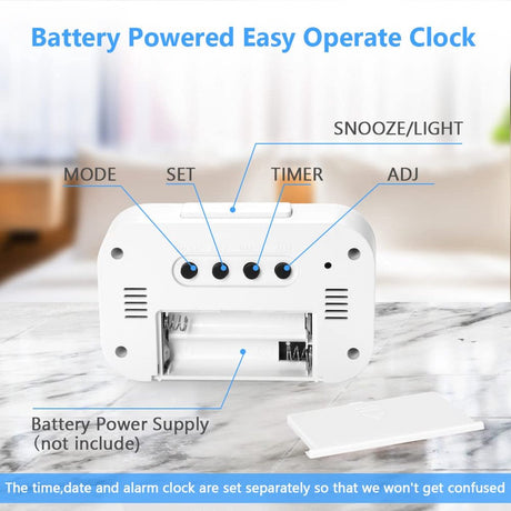 Wekker Digital - Klok Children's - Wekker - Wekker Children's - Alarm Clock - Travel Alarm Clock - LED Display Clock - Adjustable 12/24 Hour Snooze Function, Temperature, Date, Time - Portable Alarm Clock - Wit