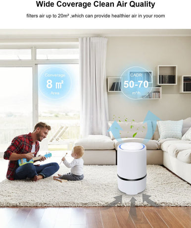 Air purifier - For living room, bedroom, office, and baby's room - Air quality indicator - Effective against dust mites, hay fever, allergies, and dust - Air purifiers - Air purifier