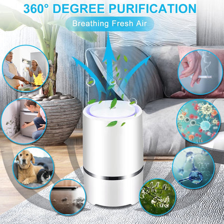 Air purifier - For living room, bedroom, office, and baby's room - Air quality indicator - Effective against dust mites, hay fever, allergies, and dust - Air purifiers - Air purifier