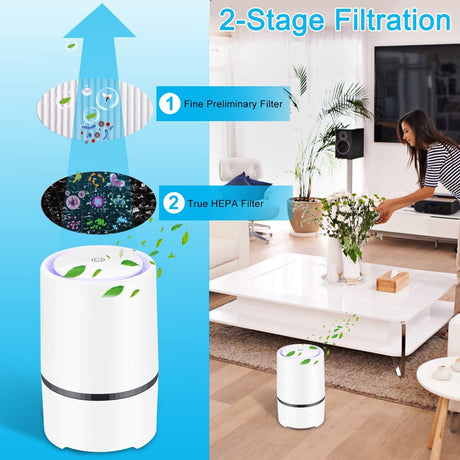 Air purifier - For living room, bedroom, office, and baby's room - Air quality indicator - Effective against dust mites, hay fever, allergies, and dust - Air purifiers - Air purifier