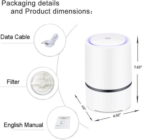 Air purifier - For living room, bedroom, office, and baby's room - Air quality indicator - Effective against dust mites, hay fever, allergies, and dust - Air purifiers - Air purifier
