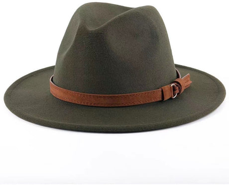 Hat - Sun hat - Bucket hat - Women's sun hat - Men's bucket hat - Hiking hats - Waterproof wool hats - Roll-up felt hats for outdoor use - Foldable leather lining - For men and women (army green)