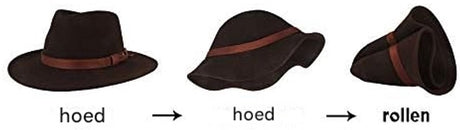 Hat - Sun hat - Bucket hat - Women's sun hat - Men's bucket hat - Hiking hats - Waterproof wool hats - Roll-up felt hats for outdoor use - Foldable leather lining - For men and women (navy blue)