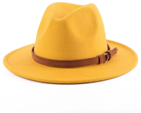 Hat - Sun hat - Bucket hat - Women's sun hat - Men's bucket hat - Hiking hats - Waterproof wool hats - Roll-up felt hats for outdoor use - Foldable leather lining - For men and women (Yellow)