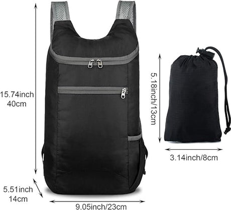 Backpack - Bag - Ultralight foldable backpack - Backpacks - Waterproof canvas, large capacity - Suitable for travel, hiking, camping, cycling, outdoor sports, Unisex, Black, One size