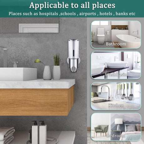 Soap dispenser - Wall-mounted - Soap dispenser - Suspended soap pump - Brushed stainless steel - Toilet - Shower - Foam