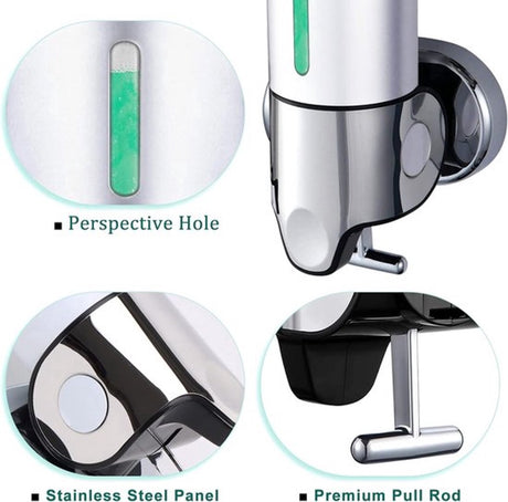 Soap dispenser - Wall-mounted - Soap dispenser - Suspended soap pump - Brushed stainless steel - Toilet - Shower - Foam
