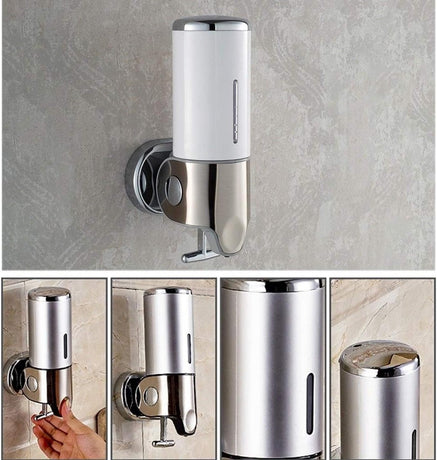 Soap dispenser - Wall-mounted - Soap dispenser - Suspended soap pump - Brushed stainless steel - Toilet - Shower - Foam