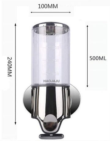 Soap dispenser - Wall-mounted soap dispenser - Soap dispenser - 500ml pump - Suspended - Brushed stainless steel - Bathroom - Toilet - Shower - Black