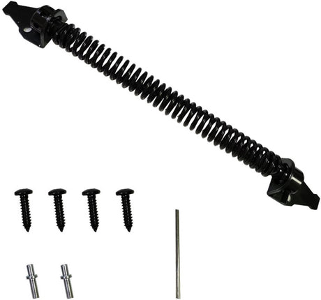 Door closer - Door spring - 36 cm - Outdoor door closer - Gate locks - Garden gate spring - Black - Carbon steel - For wooden fence gates - With mounting accessories