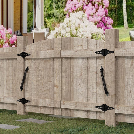 Door closer - Door spring - 36 cm - Outdoor door closer - Gate locks - Garden gate spring - Black - Carbon steel - For wooden fence gates - With mounting accessories