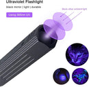 UV Flashlight - Professional UV Lamp - Black Light - 365 nm - Black Filter - Rechargeable - For curing resins, gemstones, minerals, and nail art
