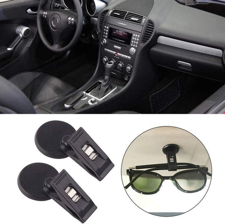 Set of 2 car windshield parking ticket holders - clip-on memo holder for cars, vans and caravans - self-adhesive ticket clips