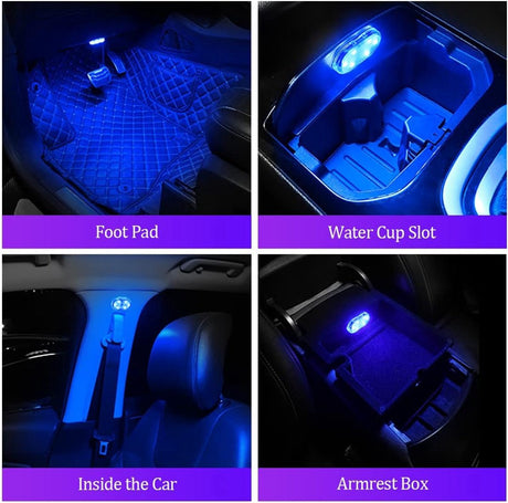 LED Car Lights - LED Car Lighting - 1 Pack - LED Interior Car Lighting - 7 Color Ambient Car Lighting - USB Rechargeable Car Reading Lights - Portable