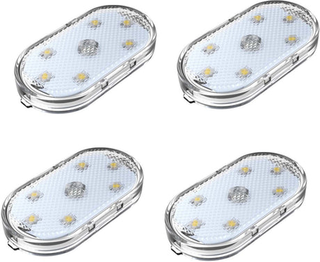 LED Car Lights - 4 Pack - LED Interior Car Lights - 7 Color Ambient Car Lights - USB Rechargeable Car Reading Lights - Portable