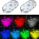 LED Car Lights - 4 Pack - LED Interior Car Lights - 7 Color Ambient Car Lights - USB Rechargeable Car Reading Lights - Portable